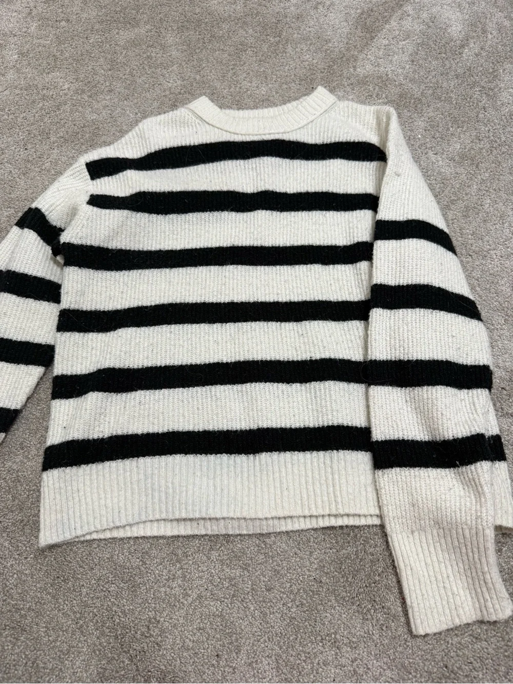 American Eagle Outfitters Black & White Striped Crewneck Sweater